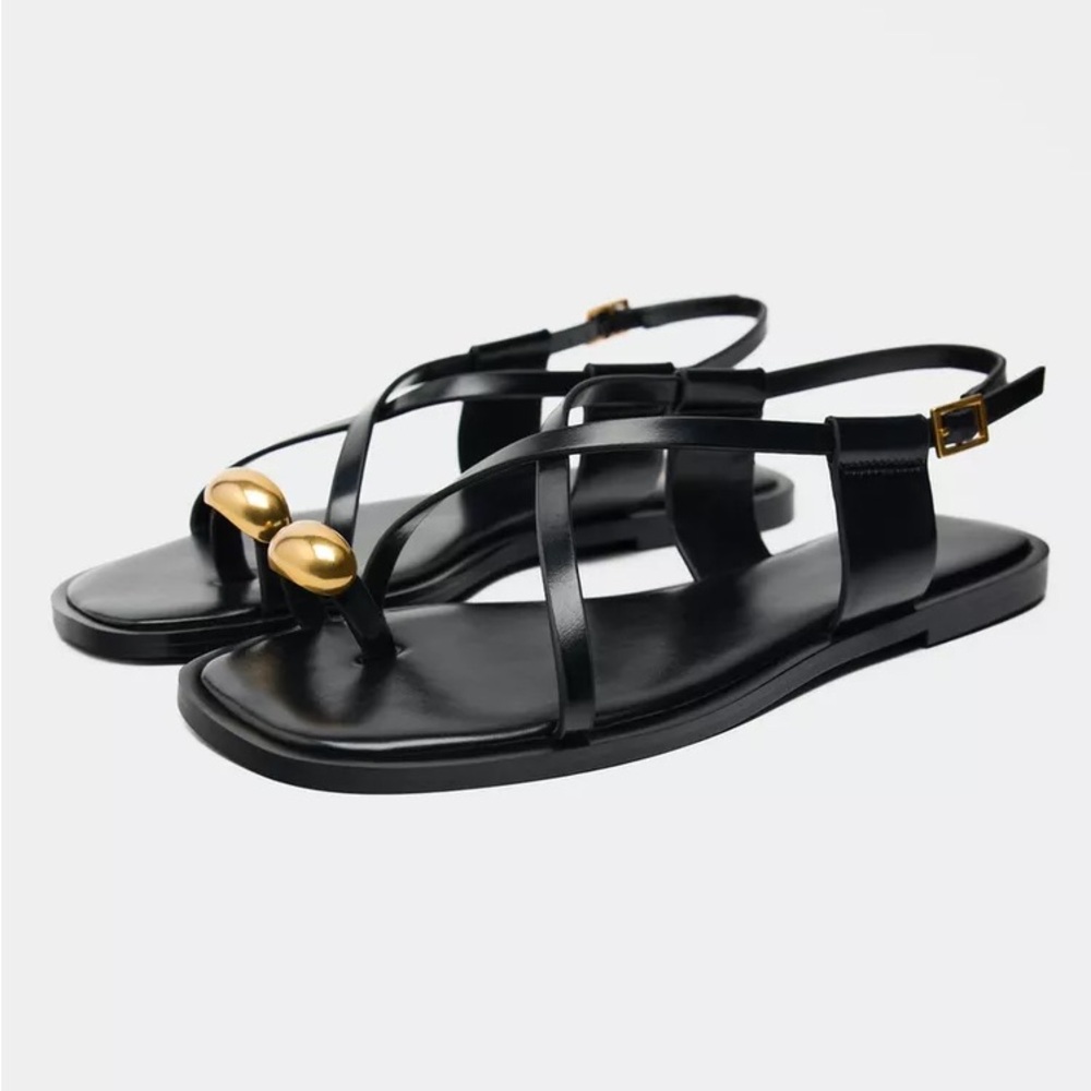 Black and Gold Women's Sandals